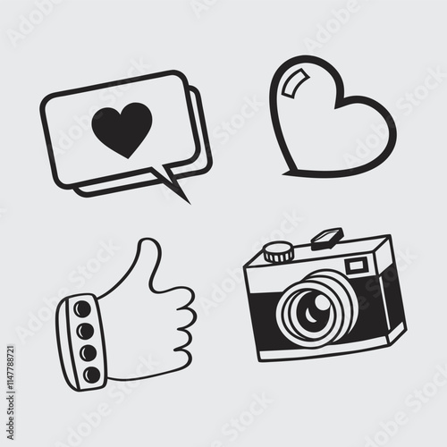 Social media icon mage silhouette vector art and illustration