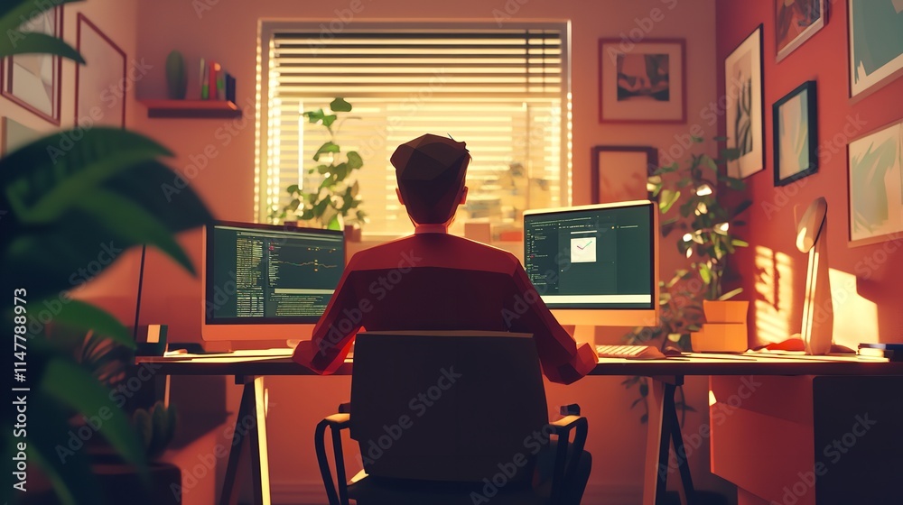 A young Caucasian male gamer immersed in a colorful gaming setup, wearing headphones and focused on the screen. A young Caucasian male gamer immersed in a colorful gaming setup, wearing headphones and focused on the screen.