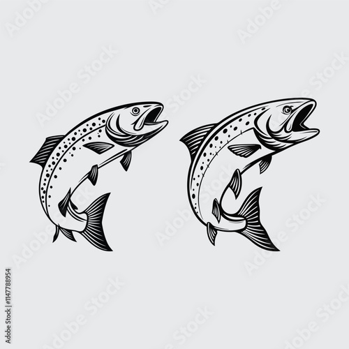  Trout fish image silhouette vector art and illustration