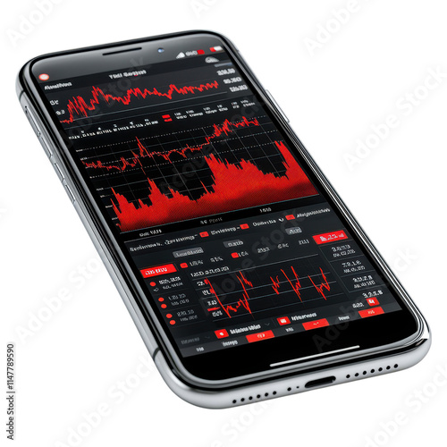 Analyzing stock market trends via smartphone illustration financial sector digital graphic urban environment aesthetic perspective flat design concept photo