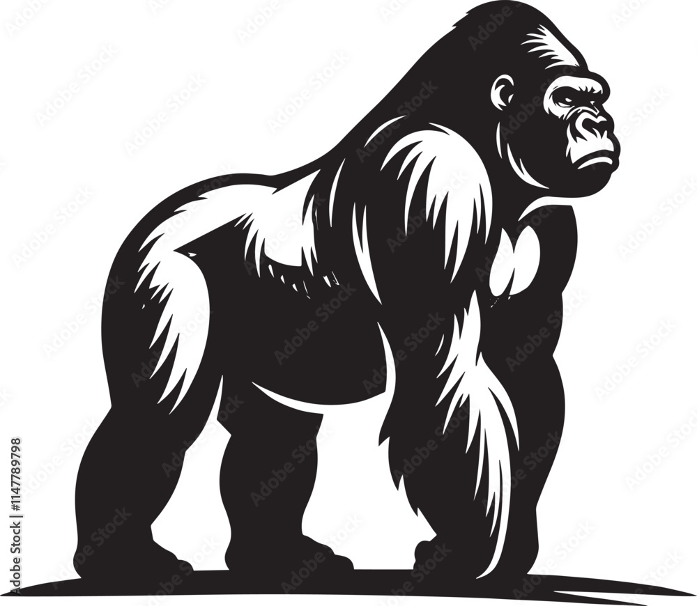 Vector Majestic gorilla silhouette Vector Majestic gorilla silhouette