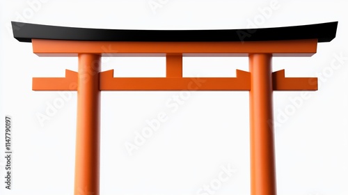 Giant Torii Gate Japan isolated on a white background symbolizing Japanese culture and tradition