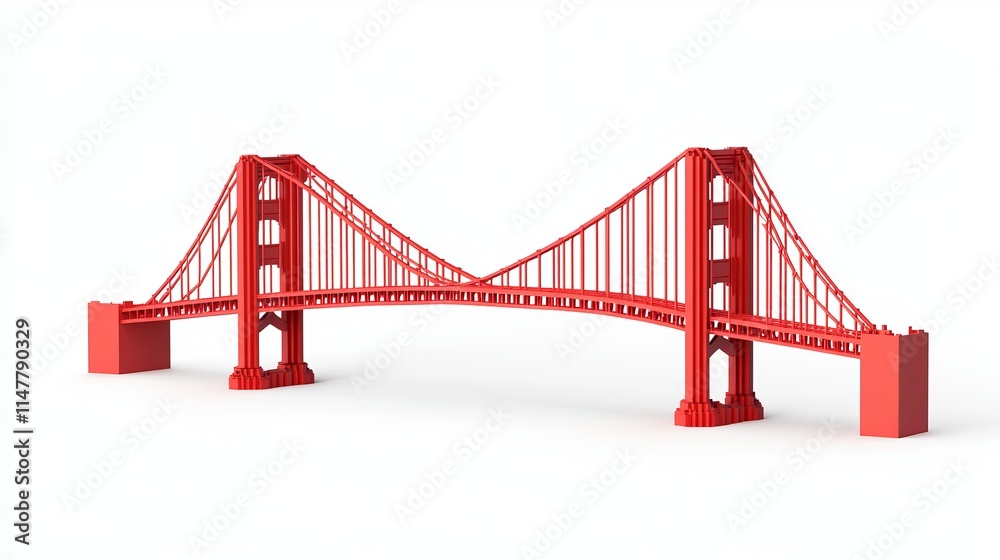 Fototapeta premium Golden Gate Bridge San Francisco USA isolated on a white background symbolizing American engineering marvels