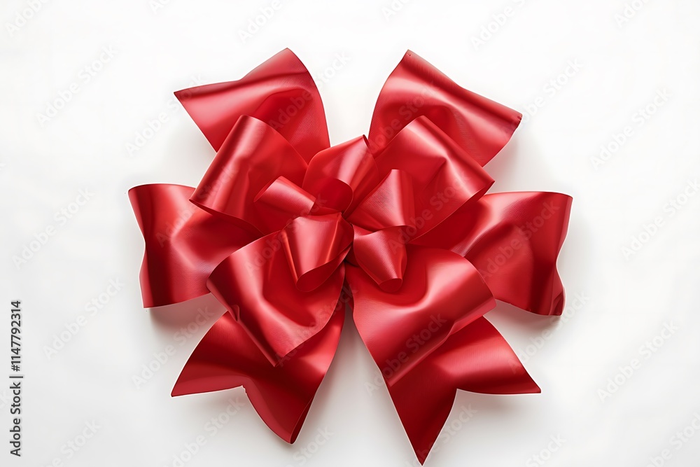 Elegant Red Ribbon Bow on White Background for Gift Wrapping Elegant Red Ribbon Bow on White Background for Gift Wrapping