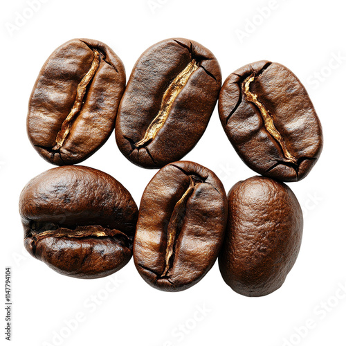 Isolated coffee beans on white background food photography artistic environment minimalist viewpoint stylish concept for coffee enthusiasts photo