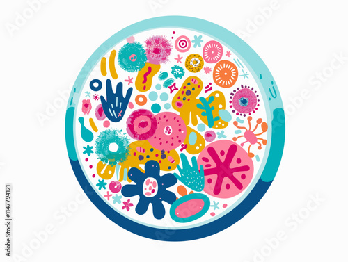 Vibrant Vector Landscape of Microorganisms: An Abstract Exploration of Unseen Diversity