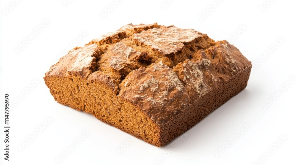 Freshly Baked Rustic Bread Loaf on White Background Freshly Baked Rustic Bread Loaf on White Background