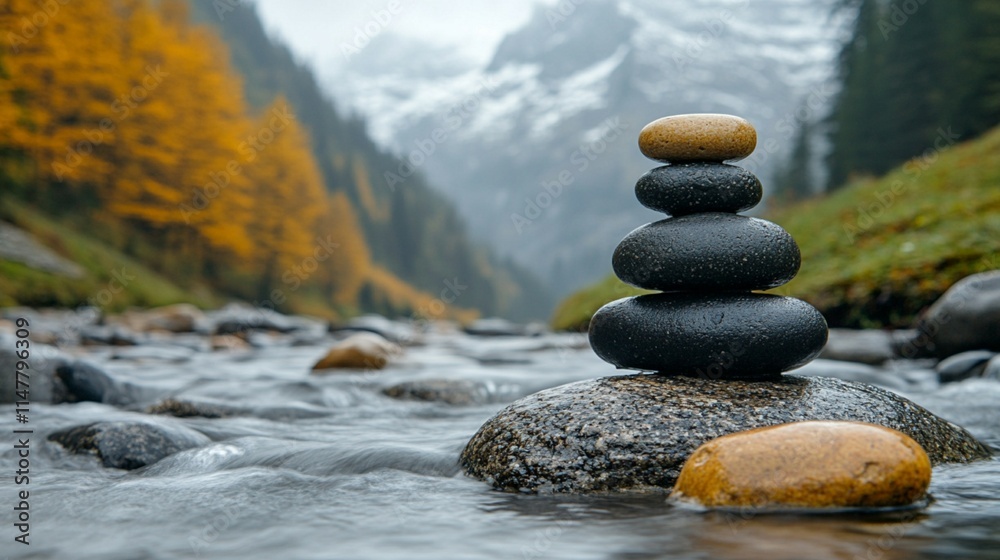 Stones Stacked by Water - Yin Yang Harmony Stones Stacked by Water - Yin Yang Harmony