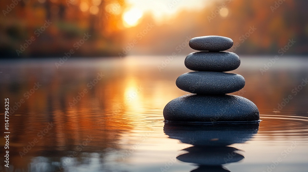 Stones Stacked by Water - Yin Yang Harmony Stones Stacked by Water - Yin Yang Harmony