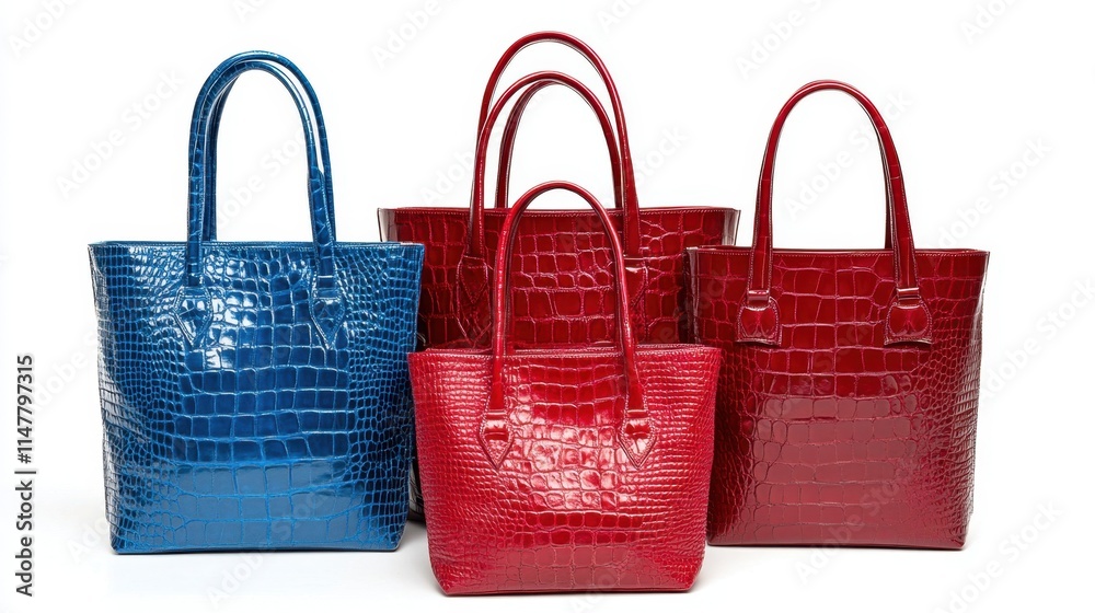 Elegant Collection of Glossy Crocodile Pattern Tote Bags in Colors Elegant Collection of Glossy Crocodile Pattern Tote Bags in Colors