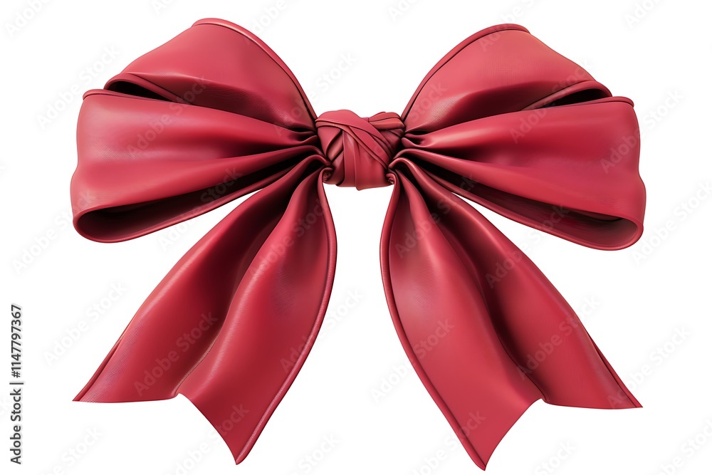 Naklejka premium Elegant Red Satin Bow with Flowing Tails for Decorative Use