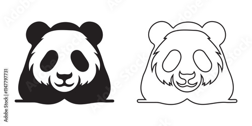 Simple Black and White Panda Silhouette Pair photo