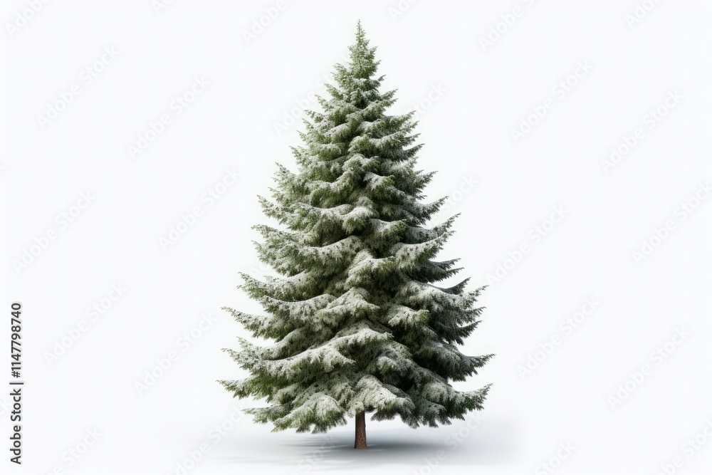 Fir tree with snow. Winter snow-covered spruce. Green fluffy pine isolated on white background. Fir tree with snow. Winter snow-covered spruce. Green fluffy pine isolated on white background.