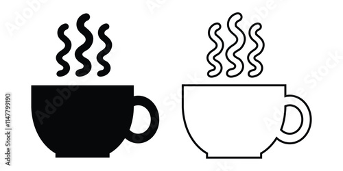 Hot Beverage in Two Styles  Simple Coffee Cup Icon