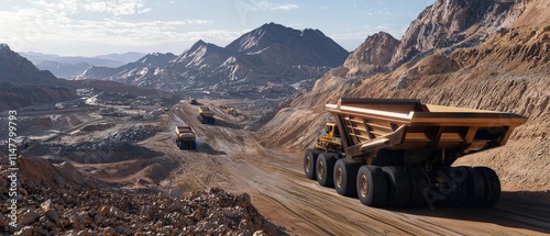 A large truck is driving down a dirt road in a desert