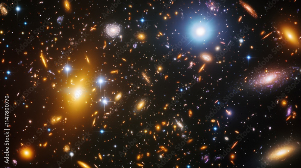 Naklejka premium Astronomers study celestial objects, capturing breathtaking images of distant galaxies and nebulae