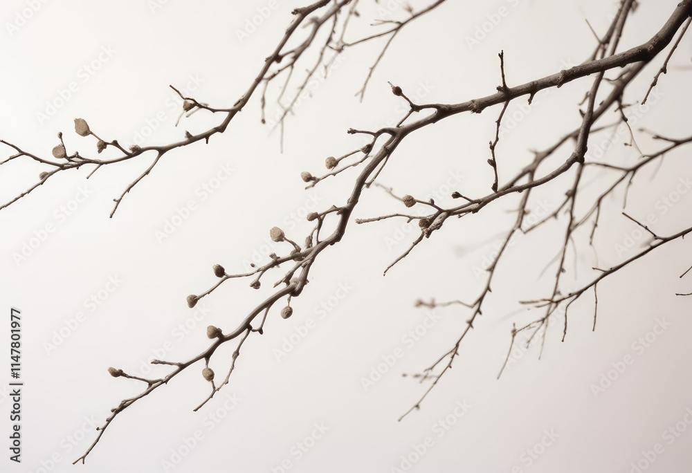 Withered branches are set against a white background. Withered branches are set against a white background.