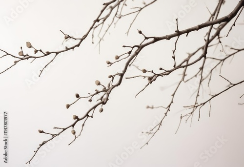 Withered branches are set against a white background.