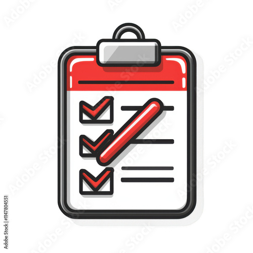 Obraz na płótnie Red icon of checklist isolated on a transparent background Minimalist flat icon, vector logo style sign clipart on a no background png w salonie