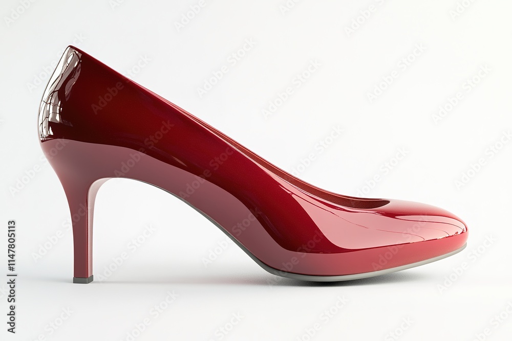 Elegant red high heel showcases glossy finish and sleek design, Elegant red high heel showcases glossy finish and sleek design,