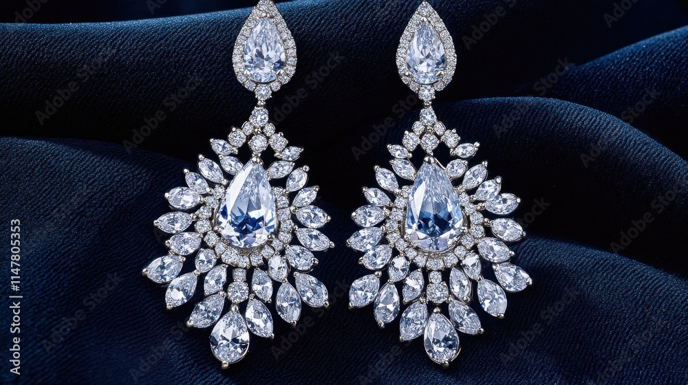 Elegant Luxury Earrings with Sparkling Diamonds and Crystals Elegant Luxury Earrings with Sparkling Diamonds and Crystals