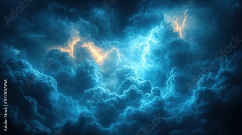 Wallpaper Mural Dark stormy clouds, vibrant lightning strikes. Torontodigital.ca