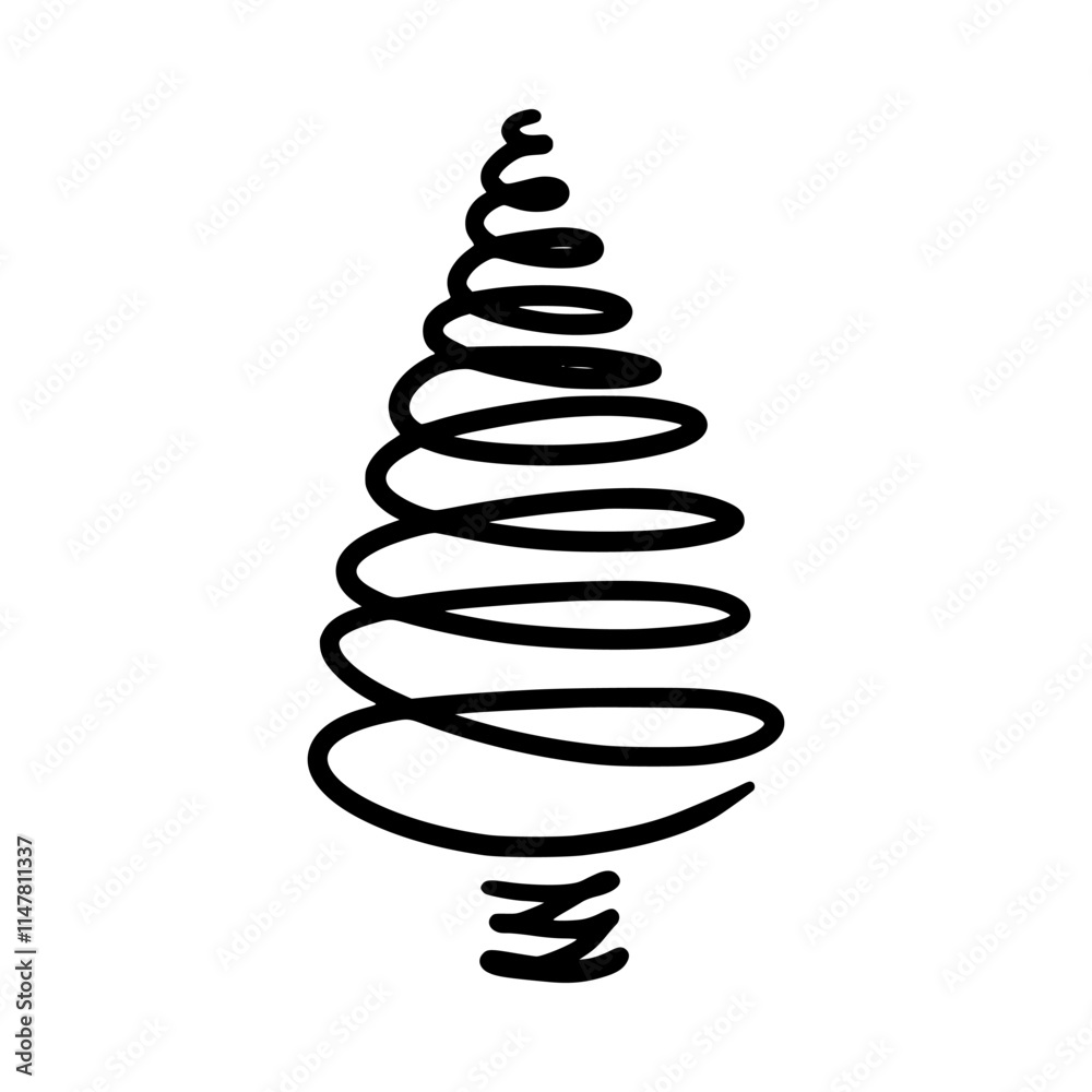 Hand drawn Christmas tree. Xmas tree isolated on a white background. Vector illustration Hand drawn Christmas tree. Xmas tree isolated on a white background. Vector illustration
