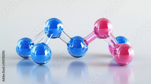 3D Render of Hydrogen Cyanide Molecule with Vivid Colors photo