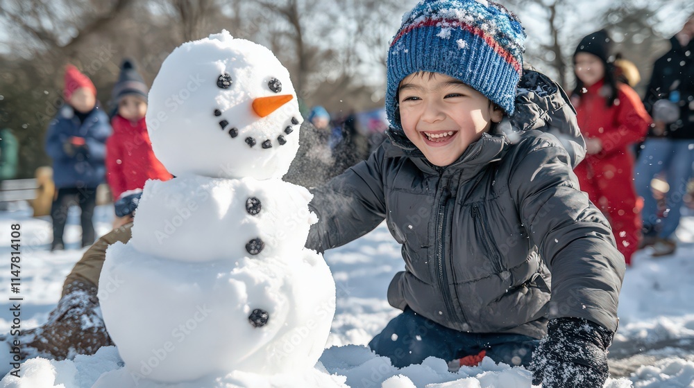 Families build snowmen and sip hot cocoa during cozy winter activities, celebrating the joys of the season Families build snowmen and sip hot cocoa during cozy winter activities, celebrating the joys of the season