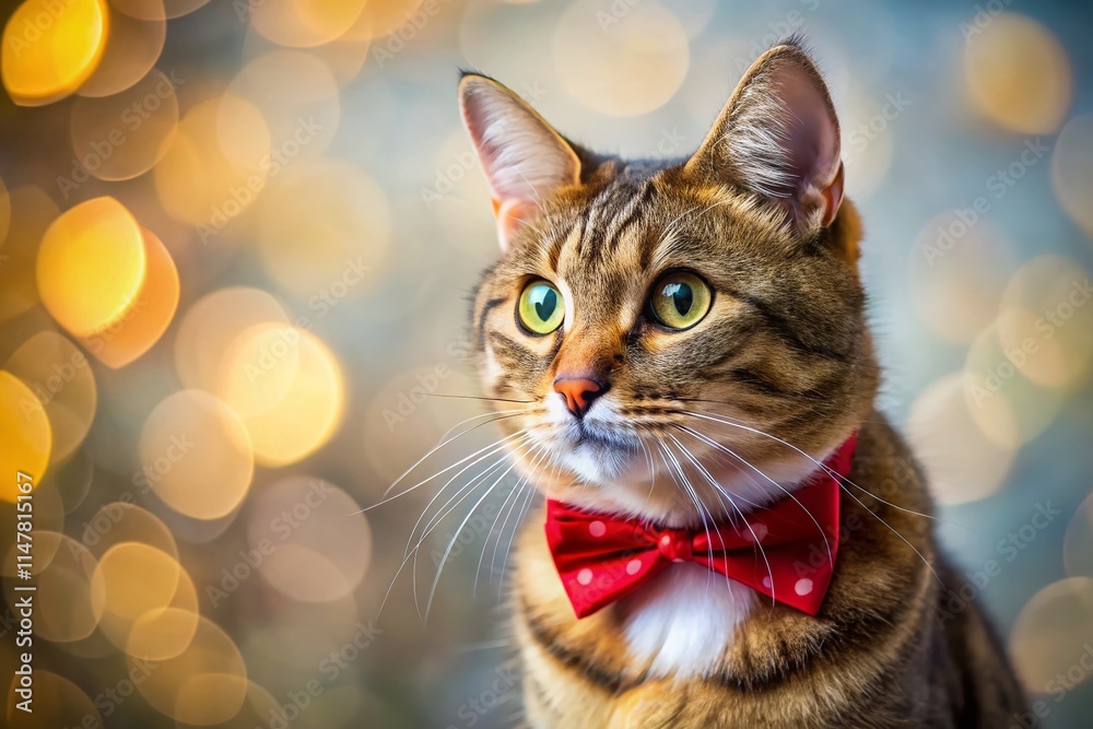 Cute Cat Portrait with Bow, Feline Bowtie, Adorable Kitten Photo, Pet Photography, Cat with Accessory Cute Cat Portrait with Bow, Feline Bowtie, Adorable Kitten Photo, Pet Photography, Cat with Accessory