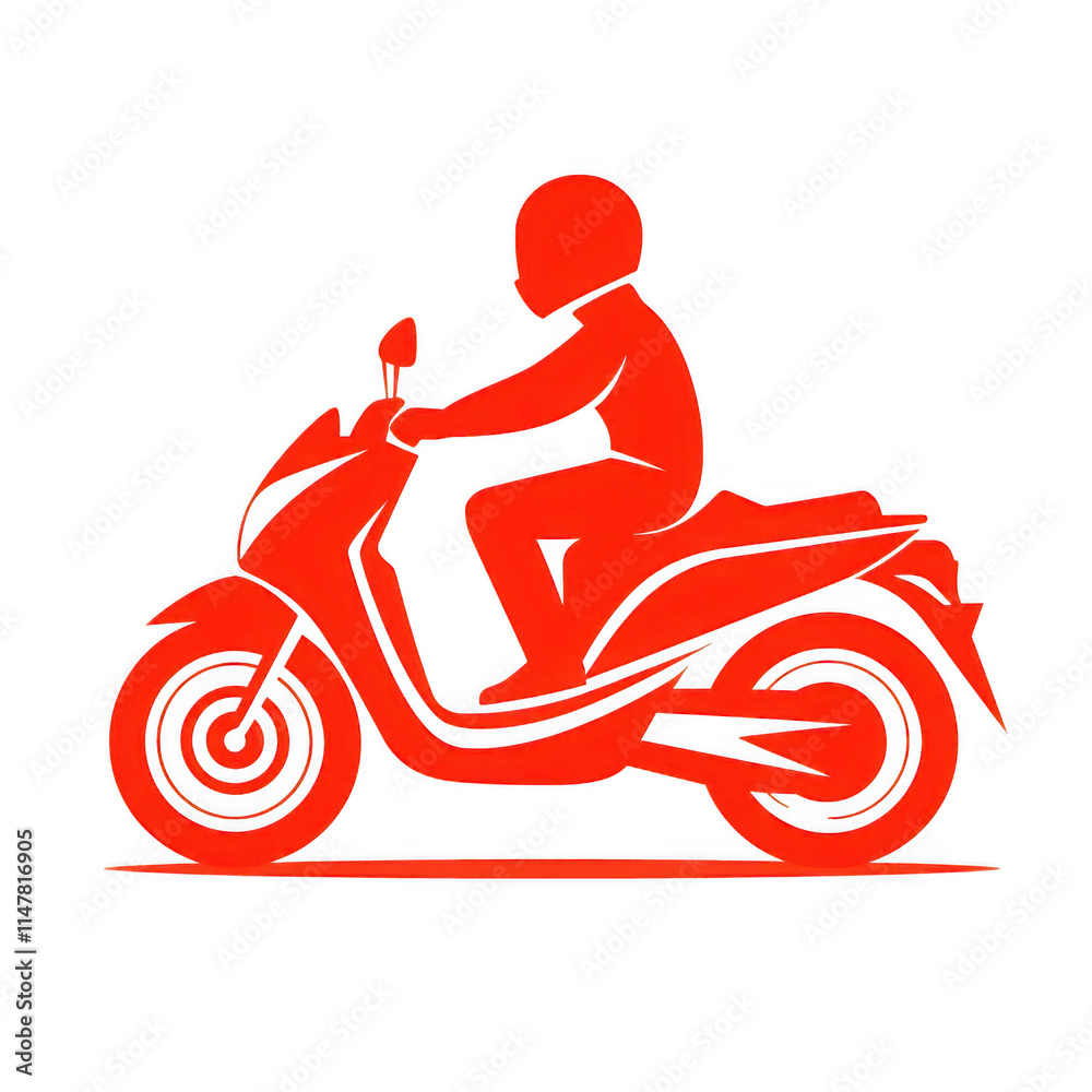Fototapeta premium Red icon of Delivery isolated on a transparent background Minimalist flat icon, vector logo style sign clipart on a no background png