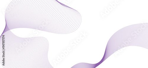 Smooth flowing dynamic purple wave lines isolated on white background. Technology, digital, communication, science, music concept vector background illustration