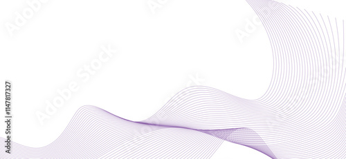 Smooth flowing dynamic purple wave lines isolated on white background. Technology, digital, communication, science, music concept vector background illustration