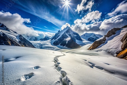 Dagu Glacier Sichuan China Aerial Summit Climber Footprint Extreme Snow Mountain Photography photo