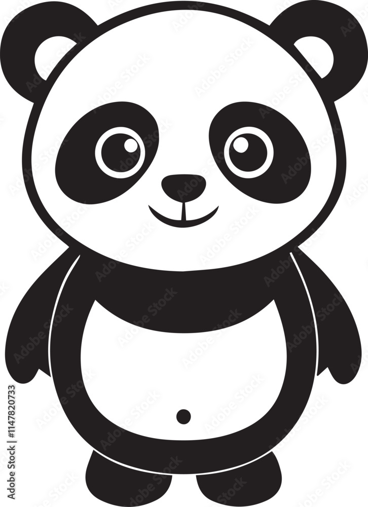 Cute panda silhouette vector illustration isolated on white background. Cute panda silhouette vector illustration isolated on white background.