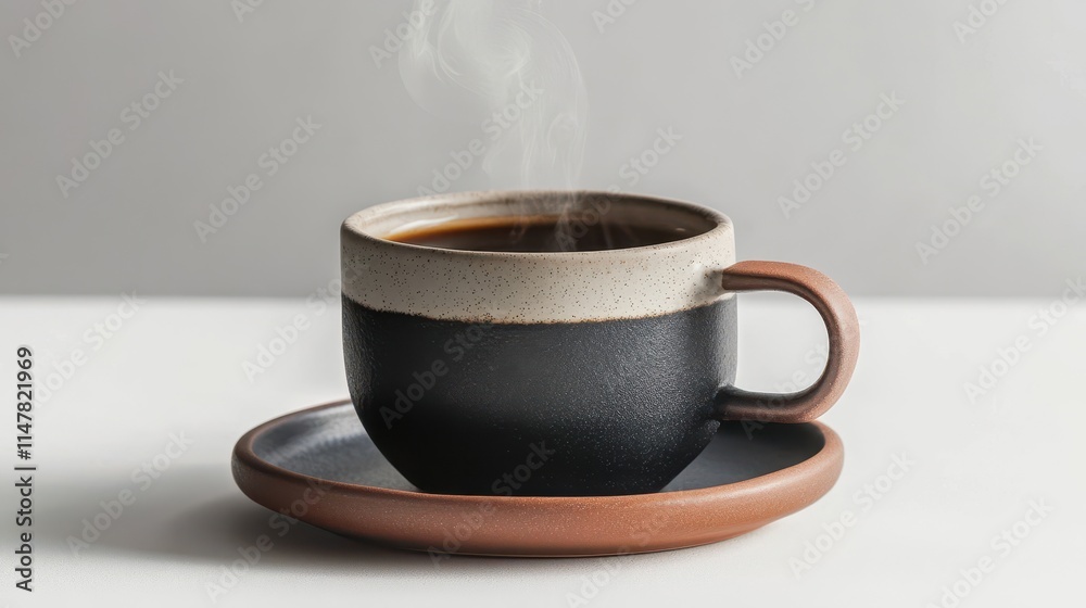 Fototapeta premium Modern Ceramic Coffee Cup with Steam