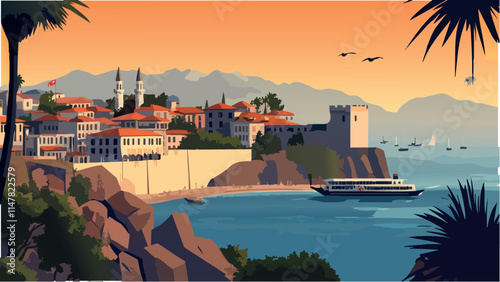 Golden Hour in Antalya, Turkey.eps