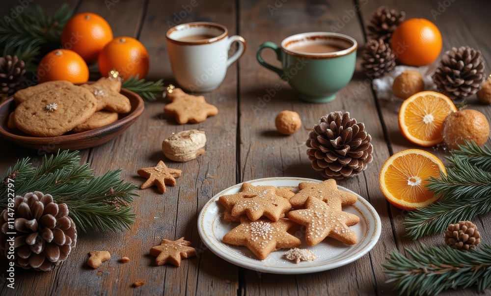 Cozy festive cookies and drinks setup Cozy festive cookies and drinks setup