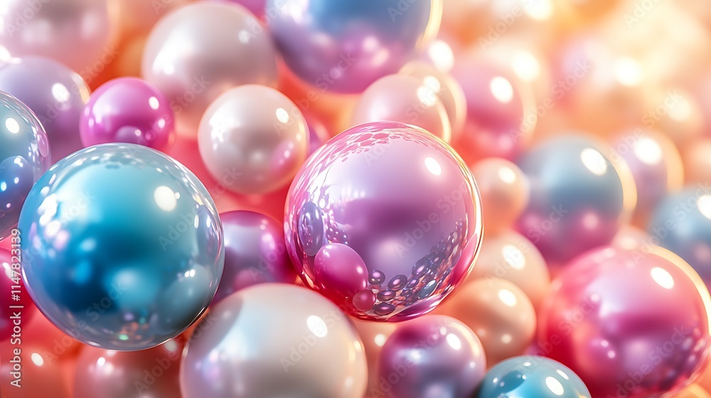 Colorful glossy spheres create an abstract, joyful visual feast. Colorful glossy spheres create an abstract, joyful visual feast.