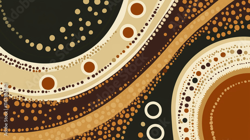 Abstract Australian Aboriginal art with flowing earthy tones