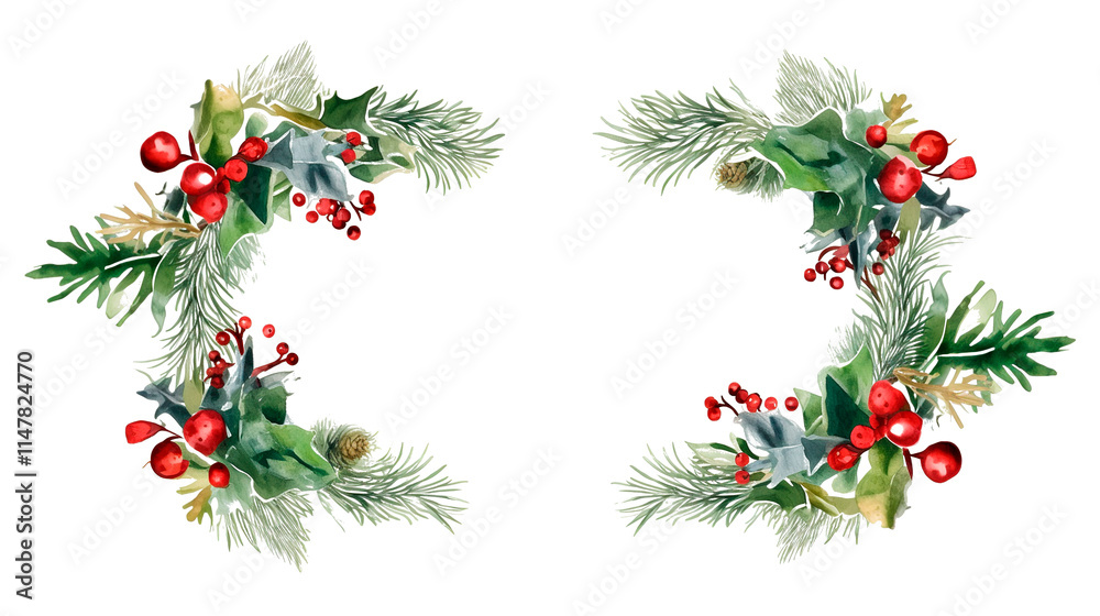 christmas wreath with holly berries and ribbon christmas wreath with holly berries and ribbon