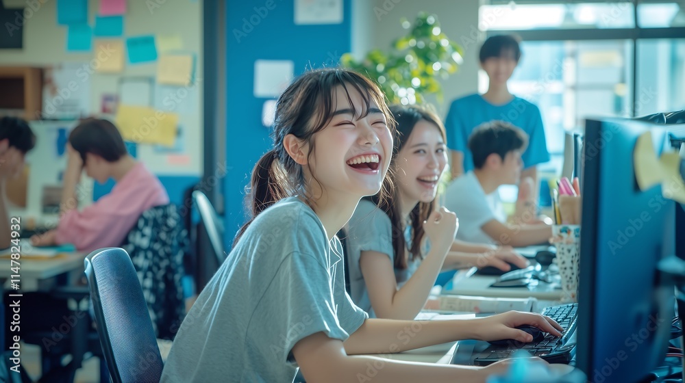 Harmonious Effort: Japanese Programmers Enthusiastically Developing New Technologies While Bathed in Natural Sunlight Streaming Through Office Windows,オフィスの窓から差し込む自然光を浴びながら新技術の開発に熱心に取り組む和やかな日本のプログラマー Harmonious Effort: Japanese Programmers Enthusiastically Developing New Technologies While Bathed in Natural Sunlight Streaming Through Office Windows,オフィスの窓から差し込む自然光を浴びながら新技術の開発に熱心に取り組む和やかな日本のプログラマー