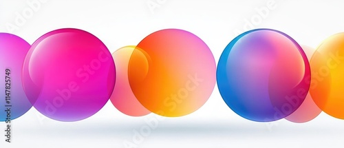 Colorful Abstract Spheres with Gradient Effects on White Background