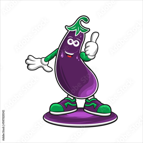 This is an illustration of an eggplant with a feeling of satisfaction.