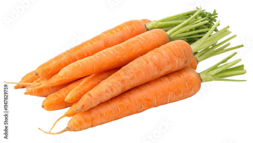 Fresh baby carrots isolated on a transparent background