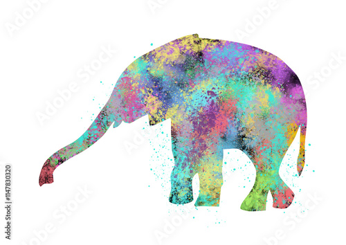 Watercolor Elephant, Abstract Elephant, Colorful Elephant, Elephant Illustration, Elephant Drawing, Elephant, PNG, Transparent