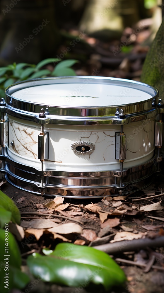 Obraz premium Remains of a white drum in the middle of a garden path 