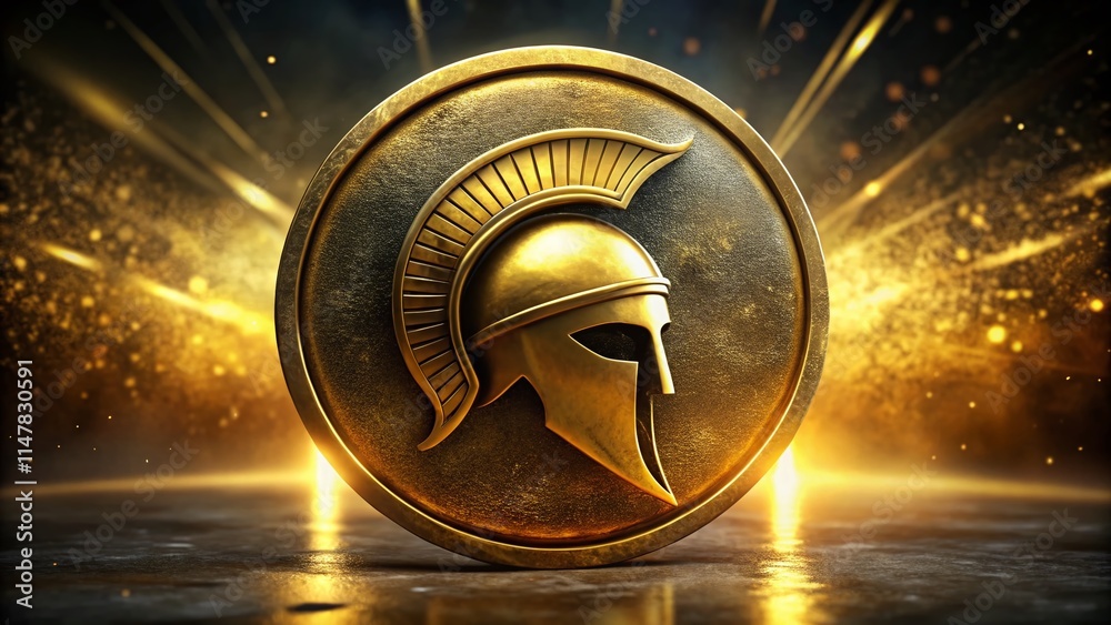 Distressed Gold Spartan Helmet Logo Night Photography - Timeless Design Distressed Gold Spartan Helmet Logo Night Photography - Timeless Design