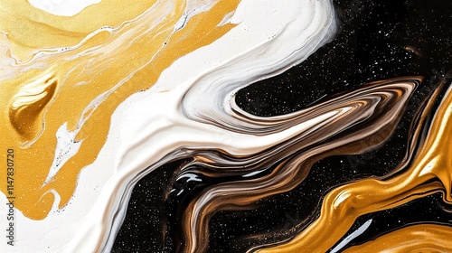 A visually striking abstract painting characterized by bold, swirling patterns and a unique fusion of metallic and stone colors. This artwork exudes energy and creativity, making it an ideal choice photo