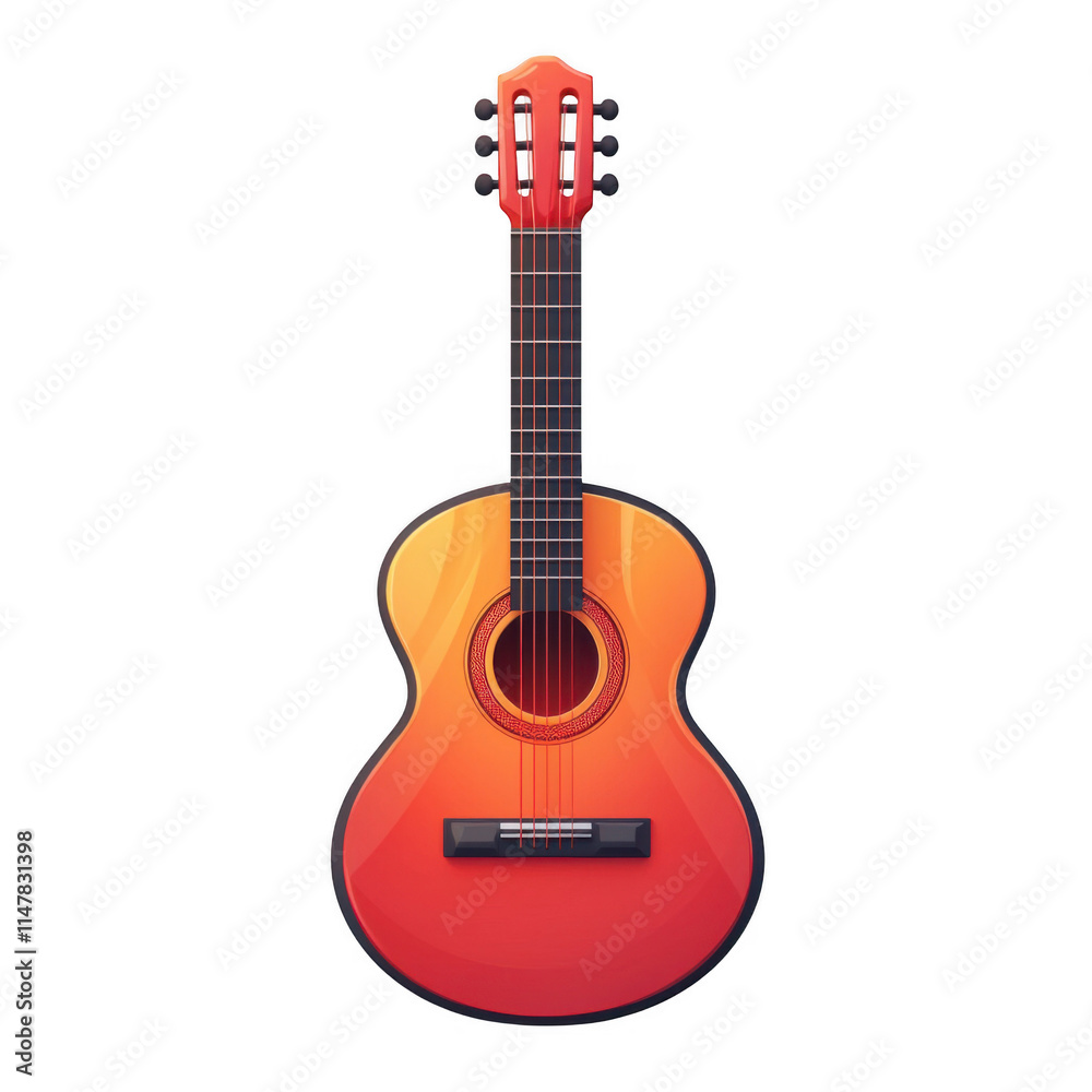 Obraz premium Red icon of Guitar isolated on a transparent background Minimalist flat icon, vector logo style sign clipart on a no background png